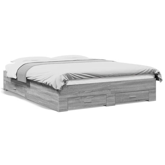 Bed Frame with Drawers without Mattress Grey Sonoma 140x200 cm Bed Frame with Drawers without Mattress Grey Sonoma 140x200 cm
