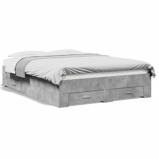 Bed Frame with Drawers without Mattress Concrete Grey 140x190 cm Bed Frame with Drawers without Mattress Concrete Grey 140x190 cm
