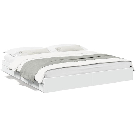 Bed Frame with Drawers without Mattress White 200x200 cm Bed Frame with Drawers without Mattress White 200x200 cm