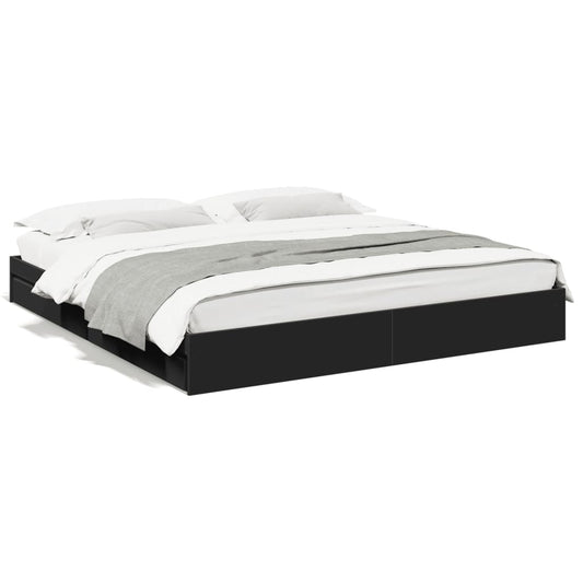 Bed Frame with Drawers without Mattress Black 200x200 cm Bed Frame with Drawers without Mattress Black 200x200 cm