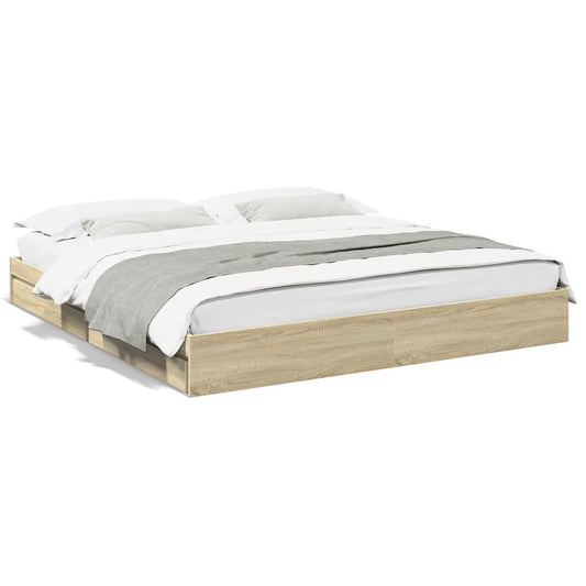 Bed Frame with Drawers without Mattress Sonoma Oak 200x200 cm Bed Frame with Drawers without Mattress Sonoma Oak 200x200 cm