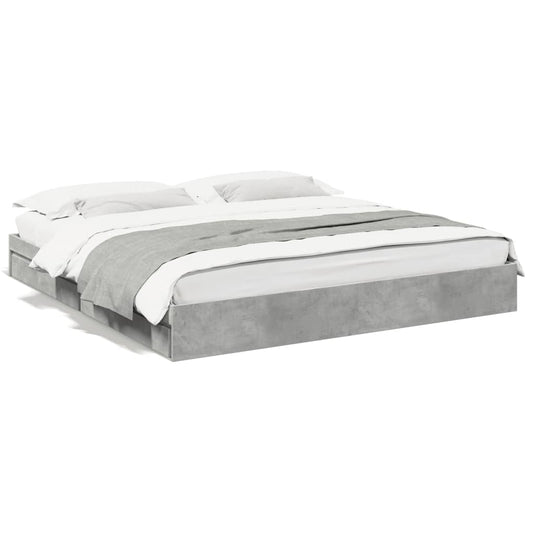 Bed Frame with Drawers without Mattress Concrete Grey 200x200 cm Bed Frame with Drawers without Mattress Concrete Grey 200x200 cm