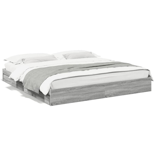 Bed Frame with Drawers without Mattress Grey Sonoma 200x200 cm Bed Frame with Drawers without Mattress Grey Sonoma 200x200 cm