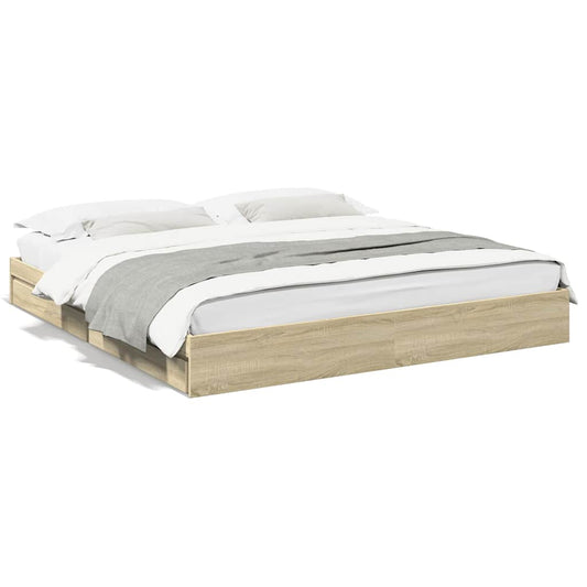 Bed Frame with Drawers without Mattress Sonoma Oak 180x200 cm Super King Bed Frame with Drawers without Mattress Sonoma Oak 180x200 cm Super King