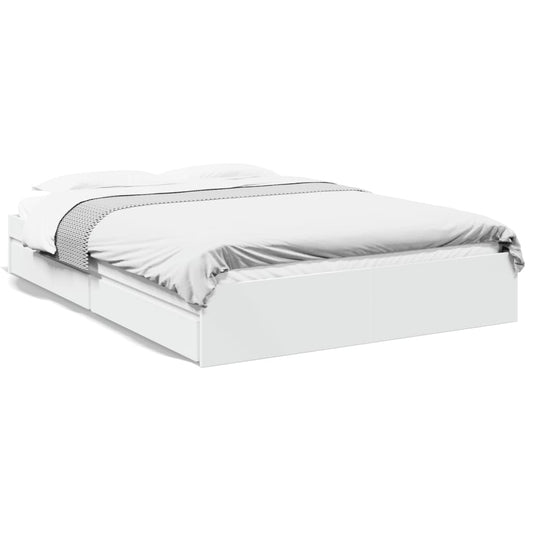 Bed Frame with Drawers without Mattress White 150x200 cm King Size Bed Frame with Drawers without Mattress White 150x200 cm King Size