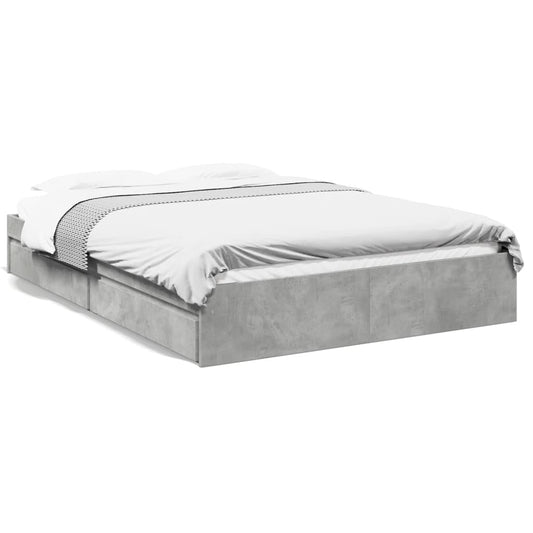 Bed Frame with Drawers without Mattress Concrete Grey 150x200 cm King Size Bed Frame with Drawers without Mattress Concrete Grey 150x200 cm King Size