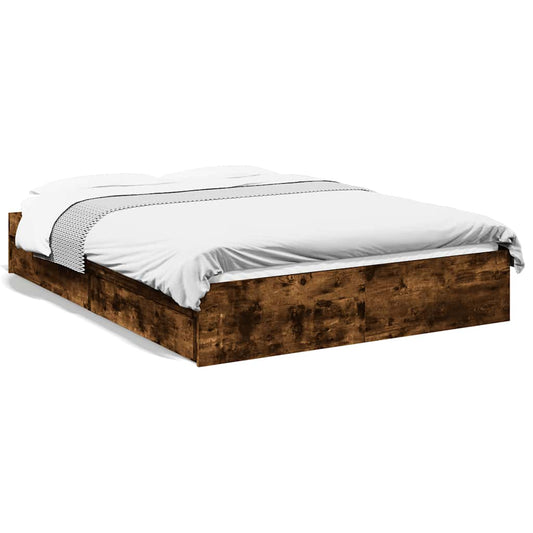Bed Frame with Drawers without Mattress Smoked Oak 140x200 cm Bed Frame with Drawers without Mattress Smoked Oak 140x200 cm
