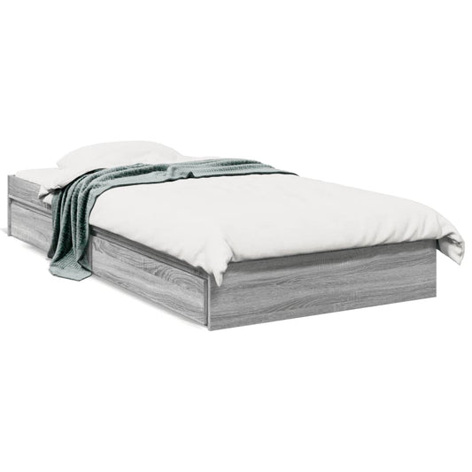 Bed Frame with Drawers without Mattress Grey Sonoma 100x200 cm Bed Frame with Drawers without Mattress Grey Sonoma 100x200 cm