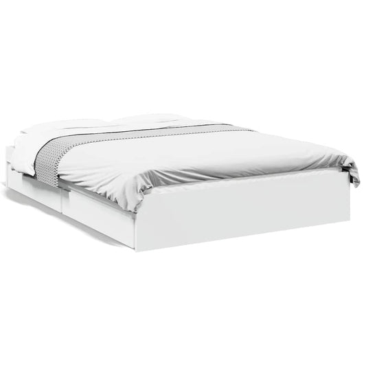 Bed Frame with Drawers without Mattress White 135x190 cm Bed Frame with Drawers without Mattress White 135x190 cm