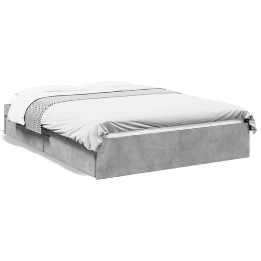 Bed Frame with Drawers without Mattress Concrete Grey 135x190 cm Double Bed Frame with Drawers without Mattress Concrete Grey 135x190 cm Double