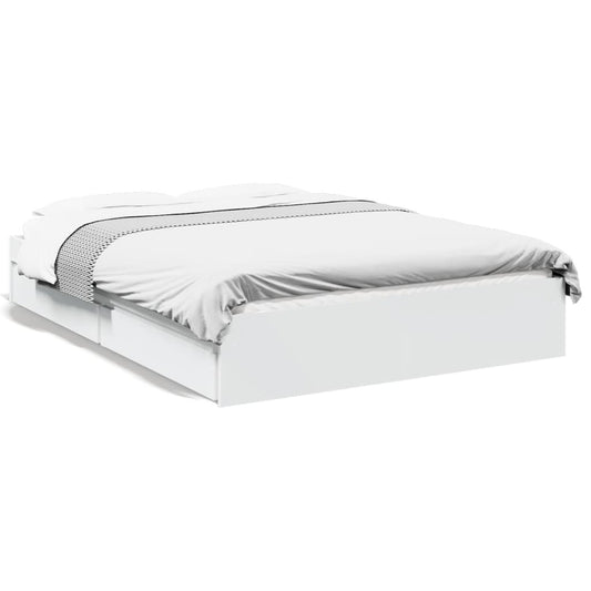 Bed Frame with Drawers without Mattress White 120x190 cm Small Double Bed Frame with Drawers without Mattress White 120x190 cm Small Double