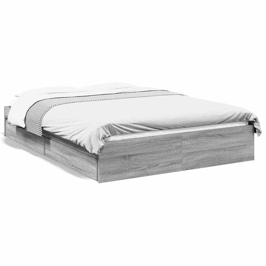 Bed Frame with Drawers without Mattress Grey Sonoma 120x190 cm Bed Frame with Drawers without Mattress Grey Sonoma 120x190 cm