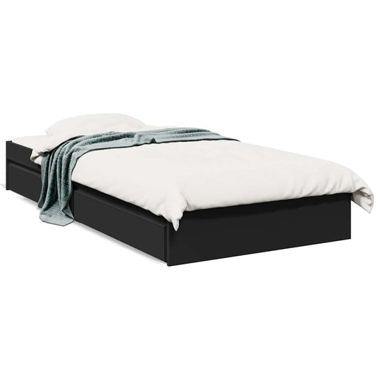 Bed Frame with Drawers without Mattress Black 75x190 cm Small Single Bed Frame with Drawers without Mattress Black 75x190 cm Small Single