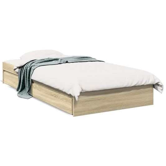 Bed Frame with Drawers without Mattress Sonoma Oak 75x190 cm Small Single Bed Frame with Drawers without Mattress Sonoma Oak 75x190 cm Small Single