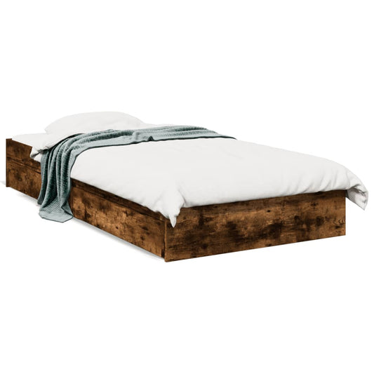 Bed Frame with Drawers without Mattress Smoked Oak 75x190 cm Small Single Bed Frame with Drawers without Mattress Smoked Oak 75x190 cm Small Single