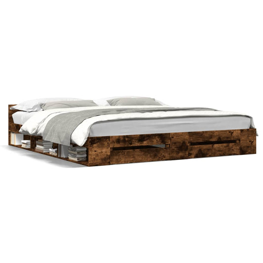Bed Frame with Drawers without Mattress Smoked Oak 180x200 cm Super King Bed Frame with Drawers without Mattress Smoked Oak 180x200 cm Super King