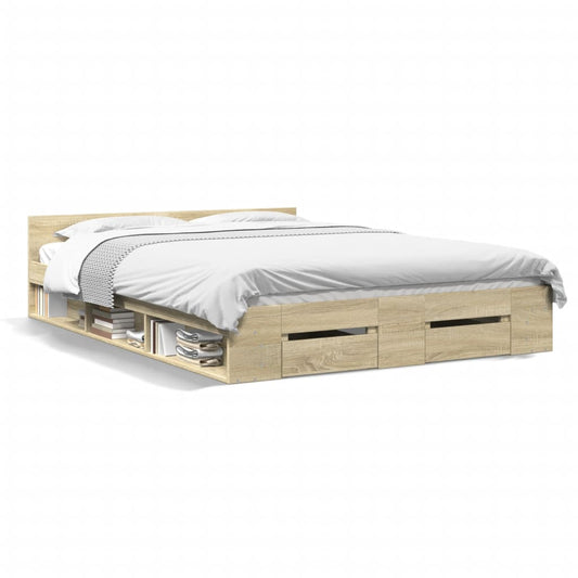 Bed Frame with Drawers without Mattress Sonoma Oak 160x200 cm Bed Frame with Drawers without Mattress Sonoma Oak 160x200 cm
