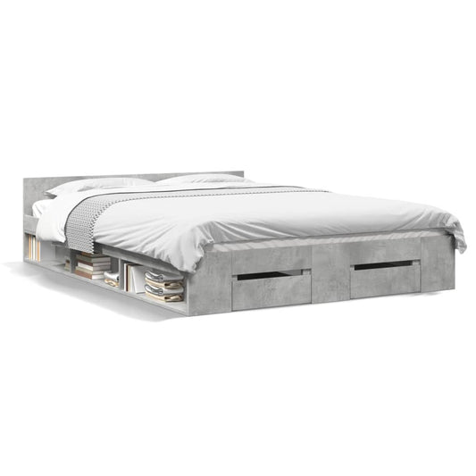 Bed Frame with Drawers without Mattress Concrete Grey 140x200 cm Bed Frame with Drawers without Mattress Concrete Grey 140x200 cm