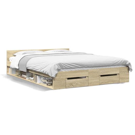 Bed Frame with Drawers without Mattress Sonoma Oak 120x200 cm Bed Frame with Drawers without Mattress Sonoma Oak 120x200 cm