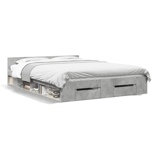 Bed Frame with Drawers without Mattress Concrete Grey 120x200 cm Bed Frame with Drawers without Mattress Concrete Grey 120x200 cm