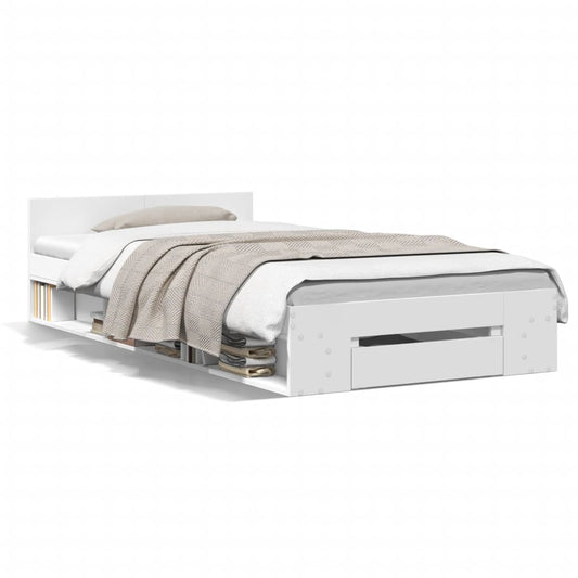 Bed Frame with Drawer without Mattress White 90x190 cm Bed Frame with Drawer without Mattress White 90x190 cm