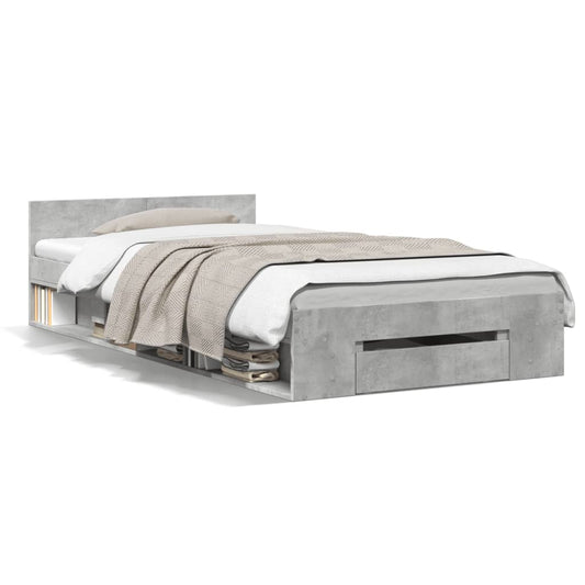 Bed Frame with Drawer without Mattress Concrete Grey 90x190 cm Single Bed Frame with Drawer without Mattress Concrete Grey 90x190 cm Single