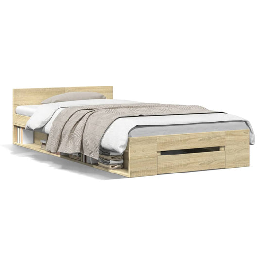 Bed Frame with Drawer without Mattress Sonoma Oak 100x200 cm Bed Frame with Drawer without Mattress Sonoma Oak 100x200 cm