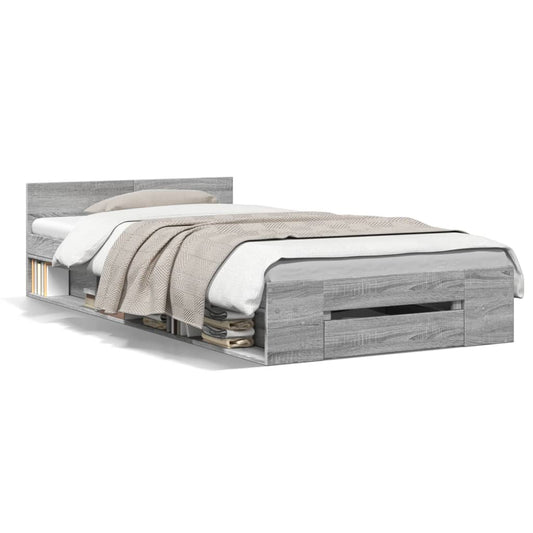 Bed Frame with Drawer without Mattress Grey Sonoma 100x200 cm Bed Frame with Drawer without Mattress Grey Sonoma 100x200 cm
