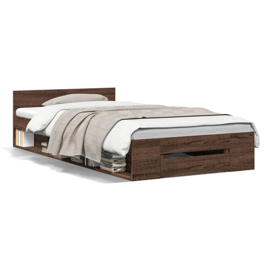 Bed Frame with Drawer without Mattress Brown Oak 90x200 cm Bed Frame with Drawer without Mattress Brown Oak 90x200 cm