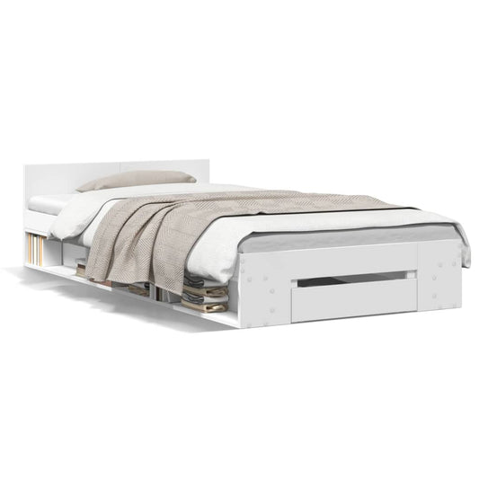 Bed Frame with Drawer without Mattress White 75x190 cm Small Single Bed Frame with Drawer without Mattress White 75x190 cm Small Single