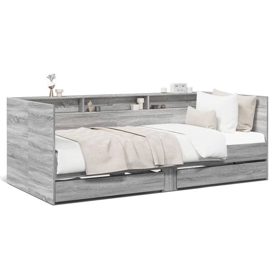 Daybed with Drawers without Mattress Grey Sonoma 90x190 cm Single Daybed with Drawers without Mattress Grey Sonoma 90x190 cm Single