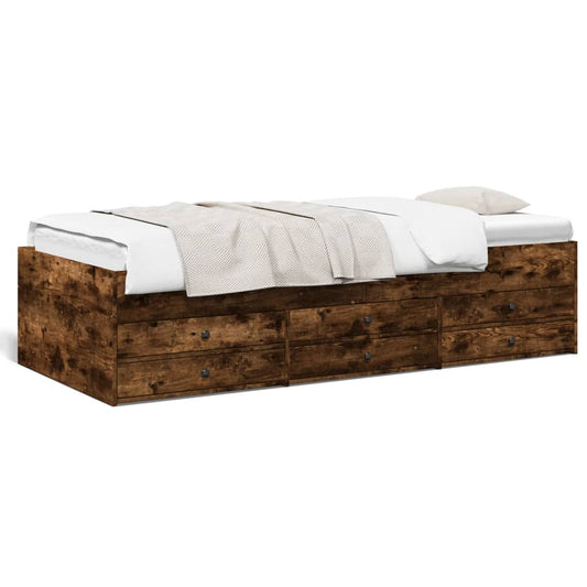 Daybed with Drawers without Mattress Smoked Oak 100x200 cm Daybed with Drawers without Mattress Smoked Oak 100x200 cm
