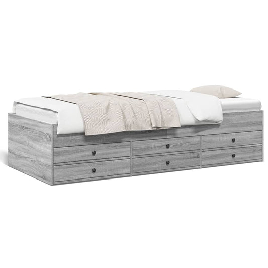 Daybed with Drawers without Mattress Grey Sonoma 100x200 cm Daybed with Drawers without Mattress Grey Sonoma 100x200 cm
