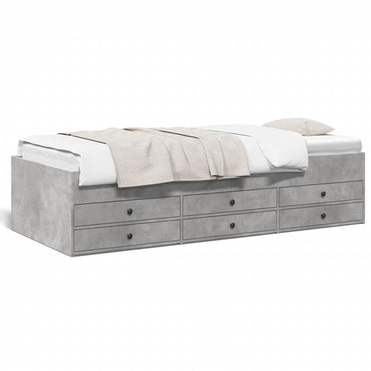 Daybed with Drawers without Mattress Concrete Grey 75x190 cm Small Single Daybed with Drawers without Mattress Concrete Grey 75x190 cm Small Single
