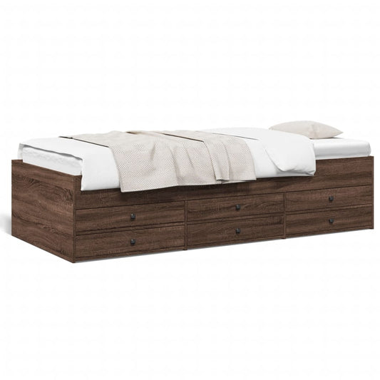 Daybed with Drawers without Mattress Brown Oak 75x190 cm Small Single Daybed with Drawers without Mattress Brown Oak 75x190 cm Small Single