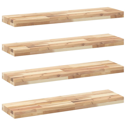 Floating Shelves 4 pcs 80x20x4 cm Untreated Solid Wood Acacia Floating Shelves 4 pcs 80x20x4 cm Untreated Solid Wood Acacia