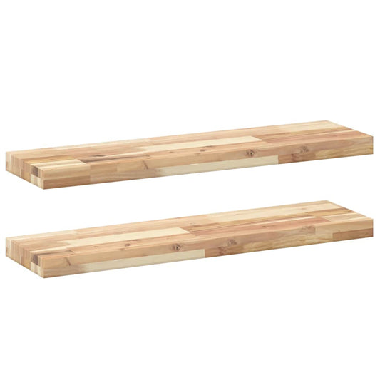 Floating Shelves 2 pcs 100x20x4 cm Untreated Solid Wood Acacia Floating Shelves 2 pcs 100x20x4 cm Untreated Solid Wood Acacia