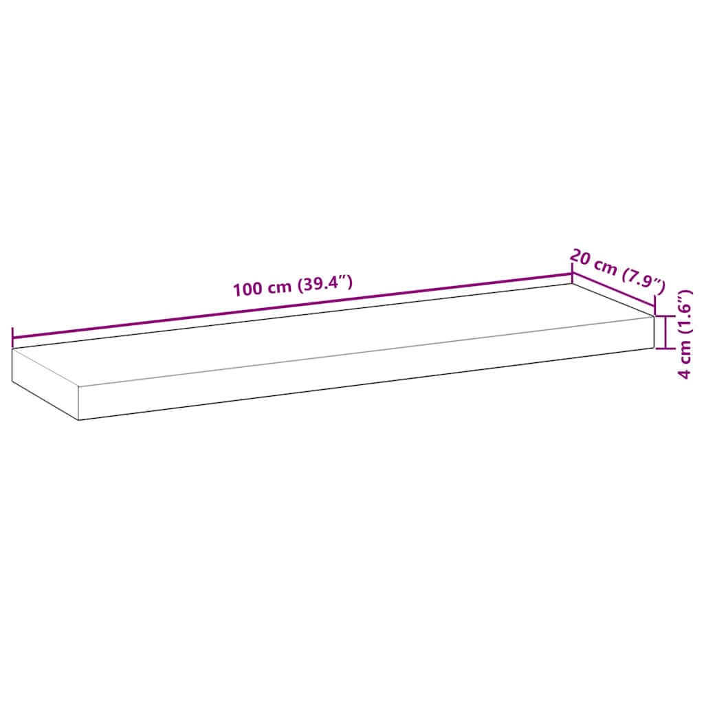 Floating Shelves 4 pcs 100x20x4 cm Untreated Solid Wood Acacia