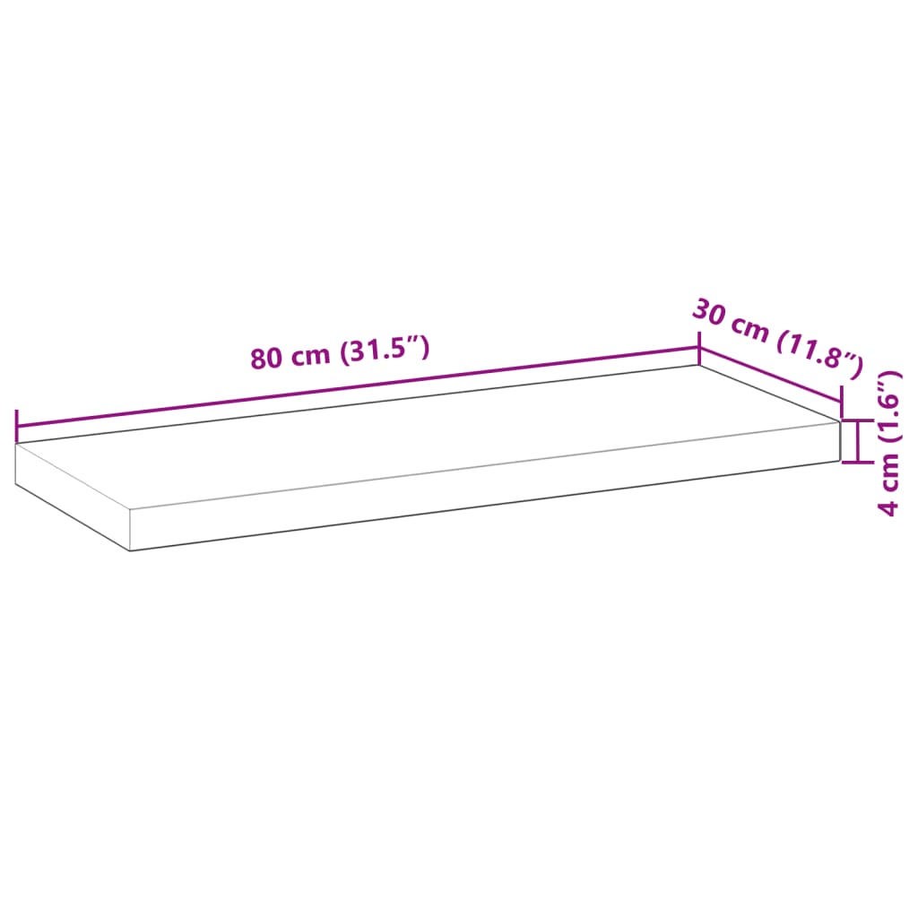 Floating Shelves 2 pcs 80x30x4 cm Untreated Solid Wood Acacia