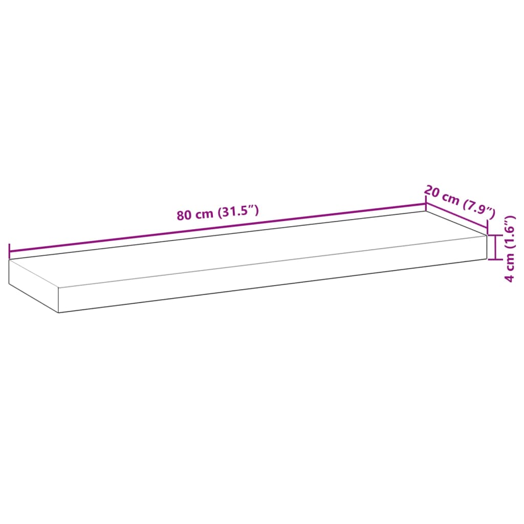 Floating Shelves 2 pcs 80x20x4cm Oil Finished Solid Wood Acacia