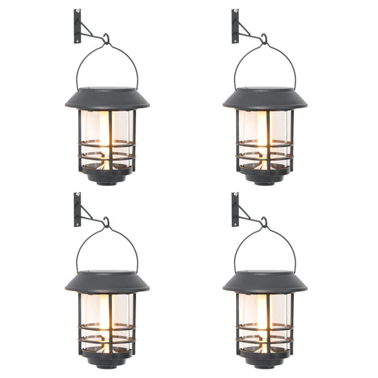 Solar Outdoor Wall Lanterns 4 pcs Warm White Flickering Flame Solar Outdoor Wall Lanterns 4 pcs Warm White Flickering Flame
