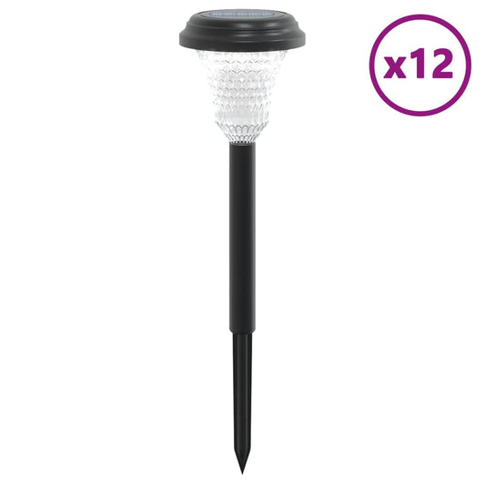 Solar Pathway Lights with Ground Spikes 12 pcs White Solar Pathway Lights with Ground Spikes 12 pcs White