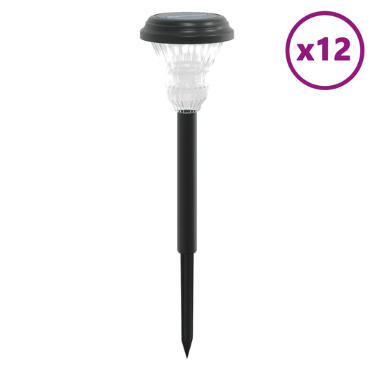 Solar Pathway Lights with Ground Spikes 12 pcs White Solar Pathway Lights with Ground Spikes 12 pcs White