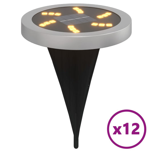Solar Ground Lights with Ground Spikes Outdoor 12 pcs Warm White Solar Ground Lights with Ground Spikes Outdoor 12 pcs Warm White