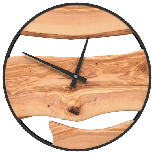 Wall Clock Brown Ø35 cm Iron and Olive Wood Wall Clock Brown Ø35 cm Iron and Olive Wood