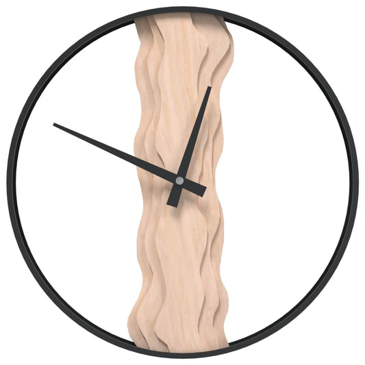 Wall Clock Brown Ø35 cm Iron and Oak Wood Wall Clock Brown Ø35 cm Iron and Oak Wood