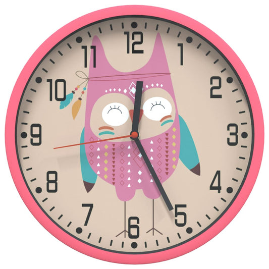 Wall Clock Pink Ø25.5 cm Polystyrene and Glass Wall Clock Pink Ø25.5 cm Polystyrene and Glass