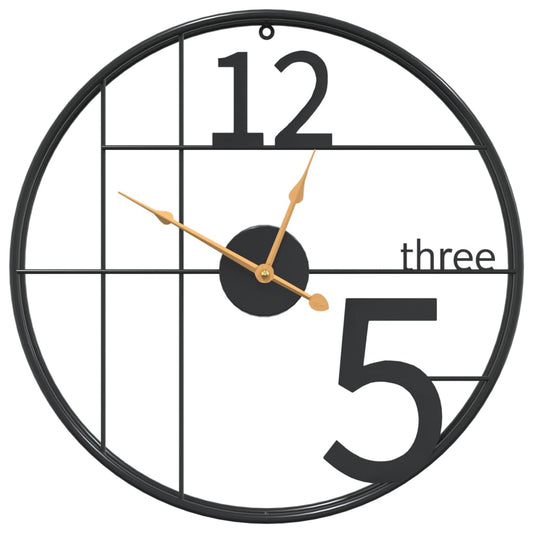 Wall Clock Black Ø50 cm Iron Wall Clock Black Ø50 cm Iron
