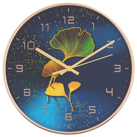 Wall Clock Gold and Blue Ø29.5 cm Polystyrene and Glass Wall Clock Gold and Blue Ø29.5 cm Polystyrene and Glass