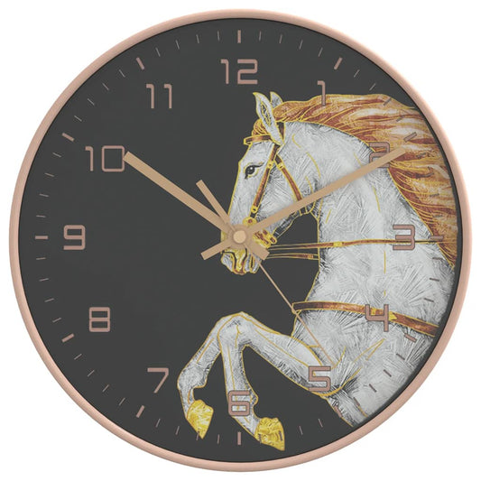 Wall Clock Gold and White Ø29.5 cm Polystyrene and Glass Wall Clock Gold and White Ø29.5 cm Polystyrene and Glass